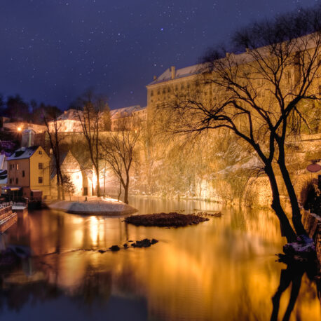 Cesky,Krumlov,At,Winter,,Night,Before,Christmas.,Czech,Republic.,Beautiful